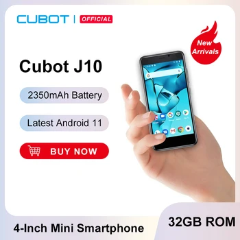 Смартфон Cubot Android 11 J10 с 4-Инчов екран, МИНИ-Мобилни Телефони, 32 GB ROM, Две SIM карти 3G, идентификатор на лицата 2350 mah, 5-Мегапикселов смартфон Celular