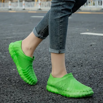Спортна непромокаемая обувки за двойки, ежедневни обувки на равна подметка без шнур, водоустойчив каучук обувки, дамски работни градинските галоши, обувки за жени, Botas Lluvia De Mujer