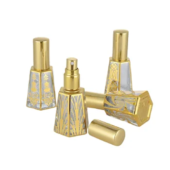 Спрей парфюм, стъклена бутилка, златна лукс, 15 мл, е преносима козметична опаковка за еднократна употреба, спрей за мъгла, малки шишенцата за проби, 20 бр.