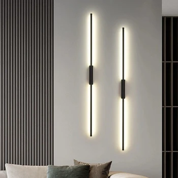 Стенни лампи в дълга ивица, модерен минималистичен led монтиран на стената лампа, нощна лампа за спалня, всекидневна, ТВ-на фона на линия решетки, декор, осветление