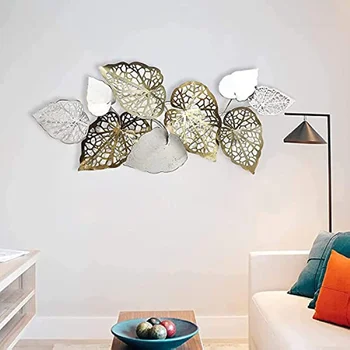 Творчески листа желязната стена лампа луксозно украшение на модерната триизмерна хол разтегателен фон монтиране на окачен