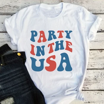 Тениска на САЩ 4 юли, патриотическая дамски дрехи, тениски с Деня на независимостта, тениска Честит 4-ти юли, тениски Америка L