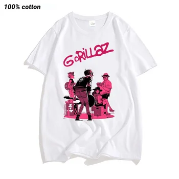 Тениска с новия албум на Gorillaz, лятна тениска рок-група Gorillazs, риза в стил хип-хоп, рап-музика, тениски оверсайз риза
