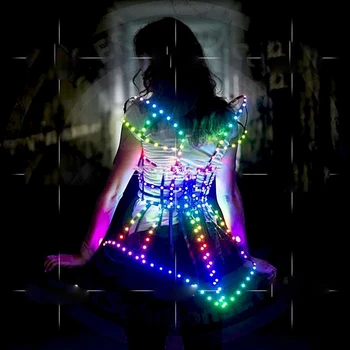 Технология led рокли Бар на бизнес производителността на светлината обличам секси гого мигащи светлини DS шоу тематичен костюм за парти