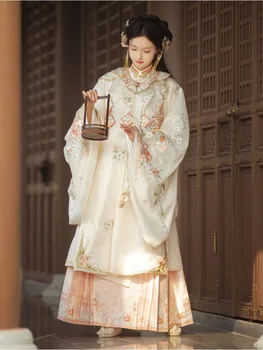 Традиционен женски Hanfu с висока яка и пролетта принтом, пролетно-летни дамски сценична дрехи, китайски рокля Hanfu Women