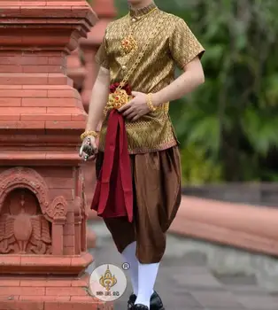 Традиционен мъжки костюм в Тайланд, лятна празнична дреха, ретро водещ на сцената