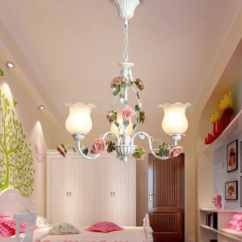 Украса на дома, полилеи, класически лампи за спалня, креативна полилей с рози, осветление, окачен лампа в скандинавски стил за хол