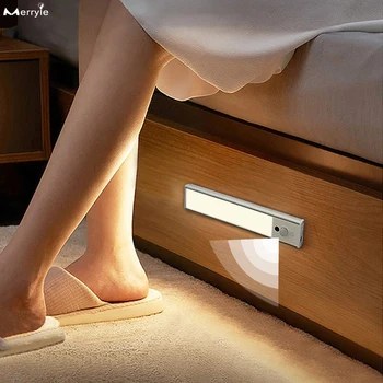 Ултратънък акумулаторна лампа под шкаф за кухня с датчик за движение Pir, лека нощ, в 3 цвята, осветление за гардероба, осветление за гардероб