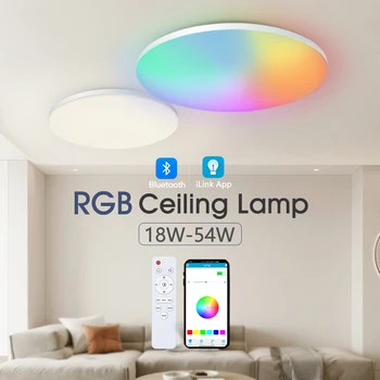 Умен Bluetooth led кръг на тавана лампа RGBCW LED Light Remote APP Dimmable 220V Начало декор Спалня, дневна разсеяна светлина