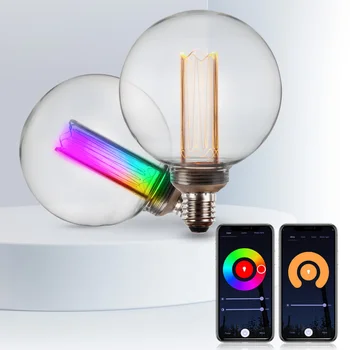 Умни лампи Wi-Fi Smart Light Control led лампа с нажежаема жичка E27 E26 ST64 G125 G95 умна крушка на Едисон