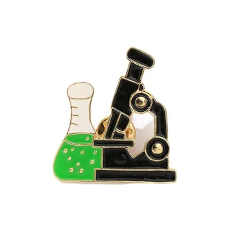 Харонг, нова химическа колба, научен микроскоп, эмалированная жени, класически ретро лабораторен инструмент, брошка на ревера, икона, подарък за студенти и преподаватели