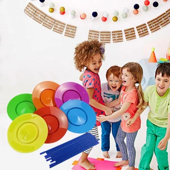 Цветен плейър за партита, детски играчки, представяне на клоун, акробатично подпори, кръгли дискове за развитие на способностите на децата до равновесие на открито