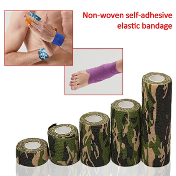 Цветни печатни спортен бандаж за защита на коляното Спорт на открито Разтягане на ставните връзки на глезена Подуване на самозалепващи дишащи ластични бинтове