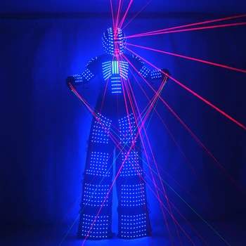 Цена за led робот Костюм Дейвид Гетты Костюм led робот лазерен каска, ръкавици сценичното танцово събитие вечерни облекла с подсветка