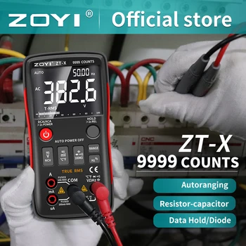 Цифров мултицет BOBI ZT-X ZT-303 T-RMS Автоматичен Диапазон EBTN LCD Волтметър за постоянен ток, Амперметър Кондензатор Ток Ω Hz температура на NCV Тестер