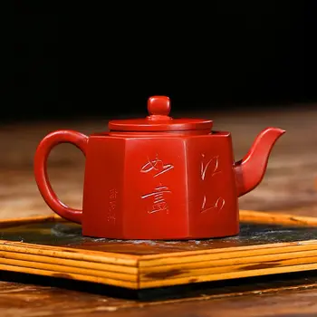 Чайник от Исинской purpurea глина, квадратен чайник, ръчна изработка, чайник от сурова руда, чайник от purpurea мръсотия, автентичен чай Zisha ръчно изработени