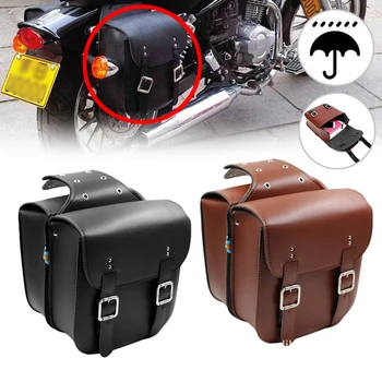 Чанта за седалка на мотоциклет от изкуствена кожа, универсална модифицирана подвесная чанта, странична кутия, странична чанта, чанта за инструменти, седельная чанта, рицарски чанта, ретро чанта през рамо
