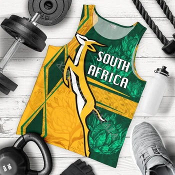 Южна Африка Мъжка Риза с 3D Принтом Спрингбок Ръгби, Жилетка в стил Харадзюку, Модна Тениска Без ръкави, Лятна Градинска Дрехи, Върховете на бретелях-5