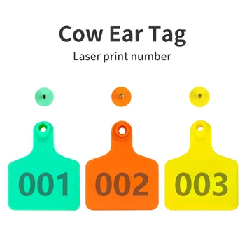 № 001-100 Ушна етикет за добитък, маркер ушни birk с лазерен печат, маркер за идентификация на животните крави